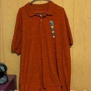 St. John's Bay Rust Polo Shirt with Geometric Detail